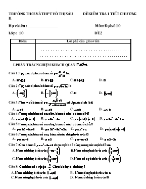 Đề kiểm tra 1 tiết chương II môn Đại số 10 - Đề 2